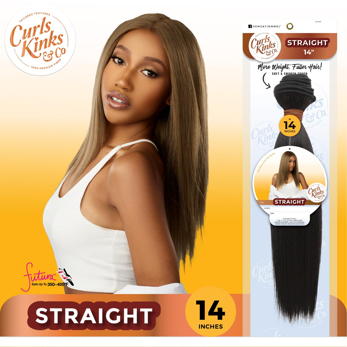 Sensationnel CKCO Synthetic Bundle-Straight,1 pack 14 inch, LIGHTASHBROWN