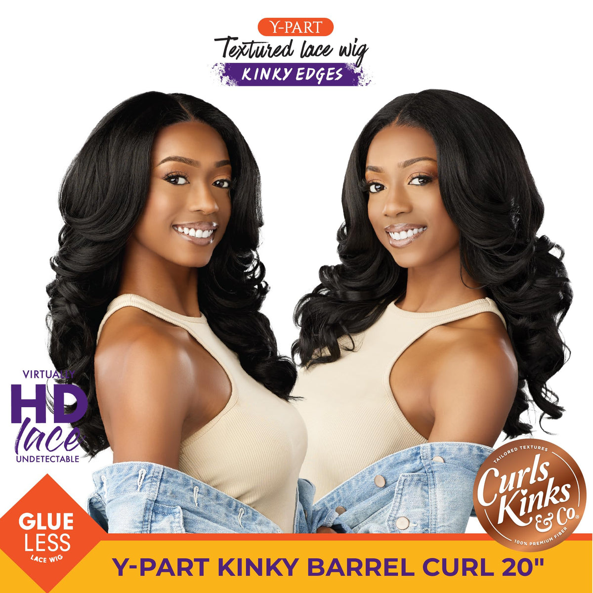 Sensationnel CKCO Kinkyedges Wig-Kinky Barrel Curl 20 Inch, 1B OFFBLACK