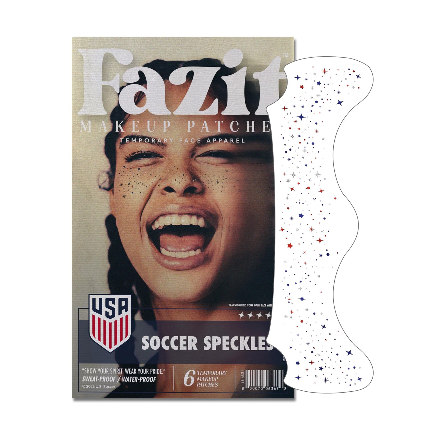 Fazit US Soccer Speckles - Red, Blue & Silver Glitter Makeup Patches - Waterproof & Sweat-proof Face Stickers - Long-Lasting Game Day Glam, USA Spirit Beauty & Personal Care Fazit