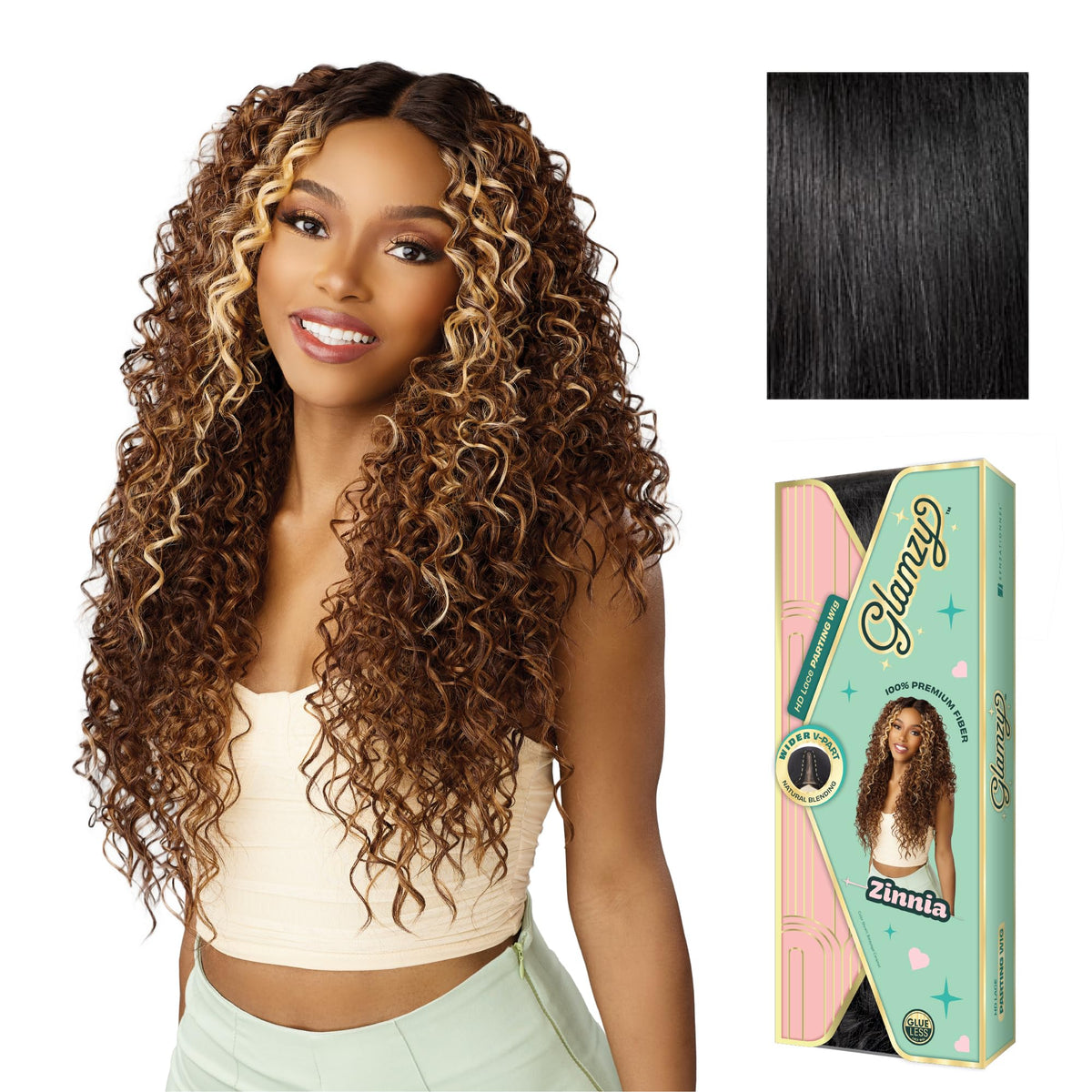 Sensationnel Glamzy Lace Part Wig-Zinnia, 1 JETBLACK