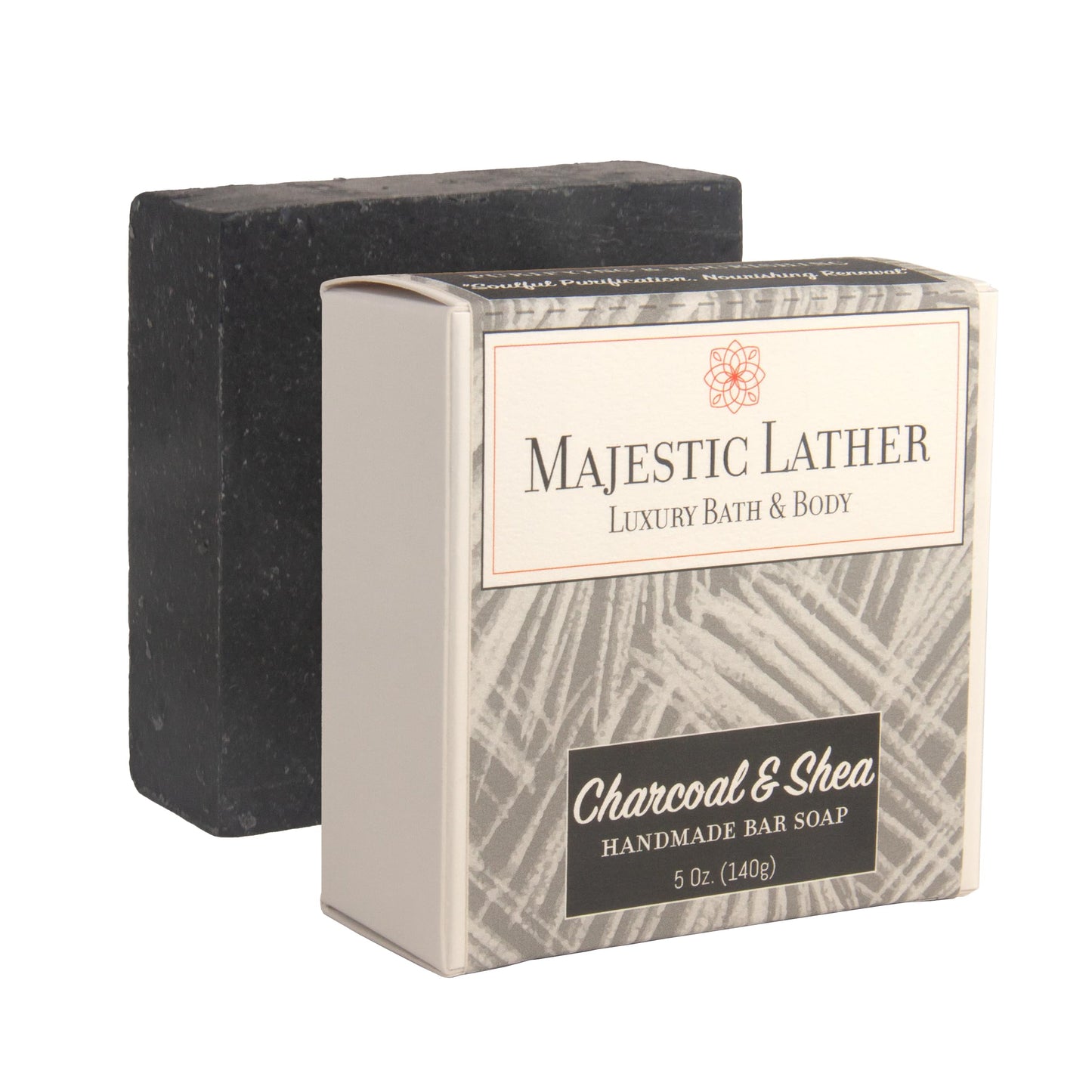 Majestic Lather Activated Charcoal & Shea Butter Luxury Bar Soap for Face, Body, Oily & Sensitive Skin, Eczema, Psoriasis and ACNE. Purifying Beauty & Personal Care Majestic Lather