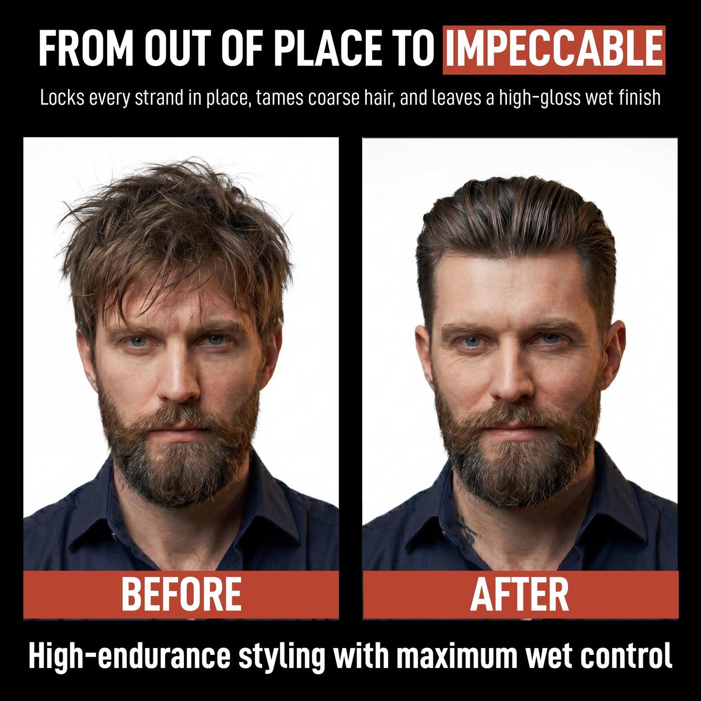 Original Rascal Deluxe Pomade #5 - Hair Paste High Shine w/Strong Hold & Wet Look - Men's Styling Care Solution for All Hair Type - Natural Made Beauty & Personal Care Rascal Men's Grooming