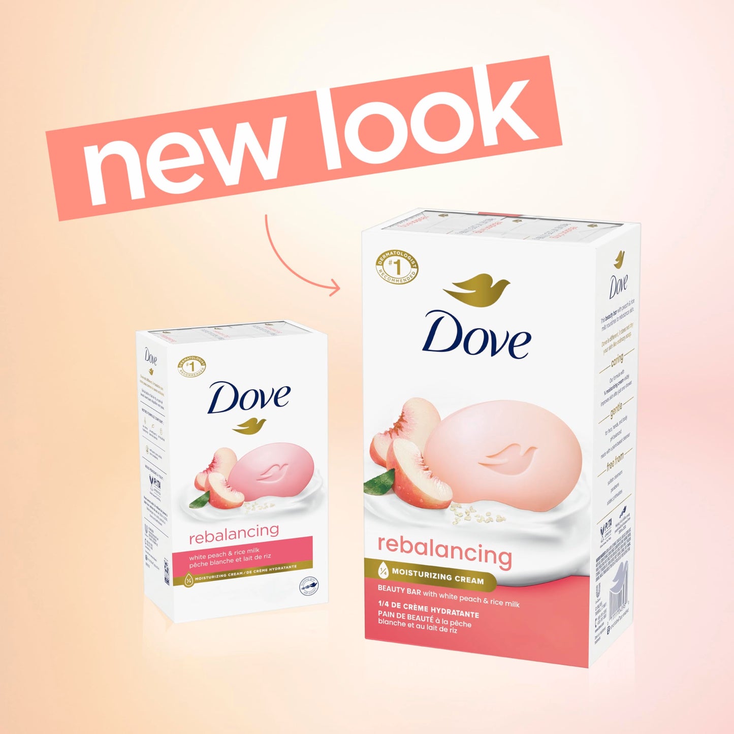 Dove Rebalancing Beauty Bar Soap 6 Count, White Peach & Rice Milk, 3.75 oz I Plant-based beauty bar with white peach and rice milk for soft Beauty & Personal Care Dove