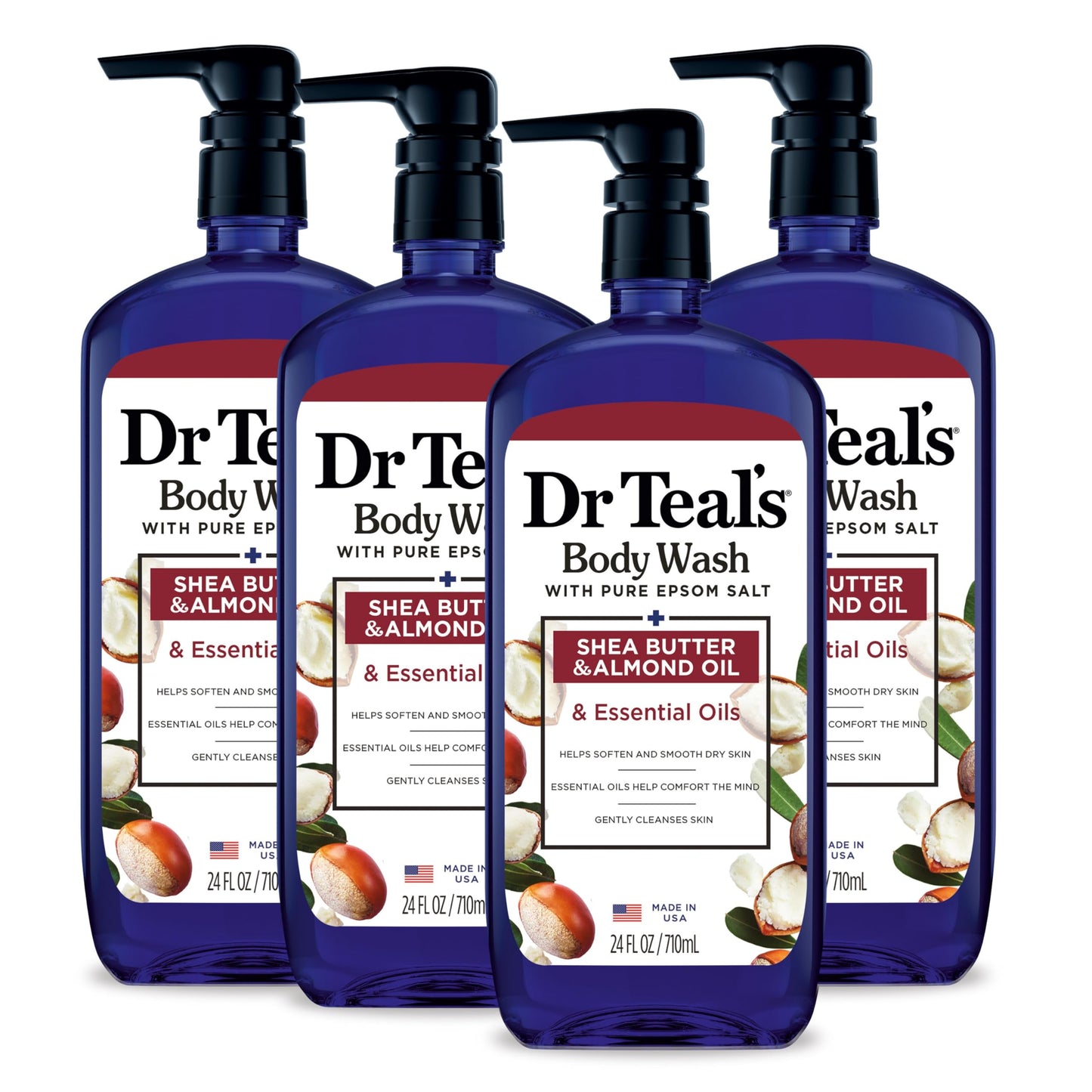 Dr Teal's Body Wash with Pure Epsom Salt, with Shea Butter & Almond Oil, 24 fl oz (Pack of 4) Beauty & Personal Care Dr Teal's