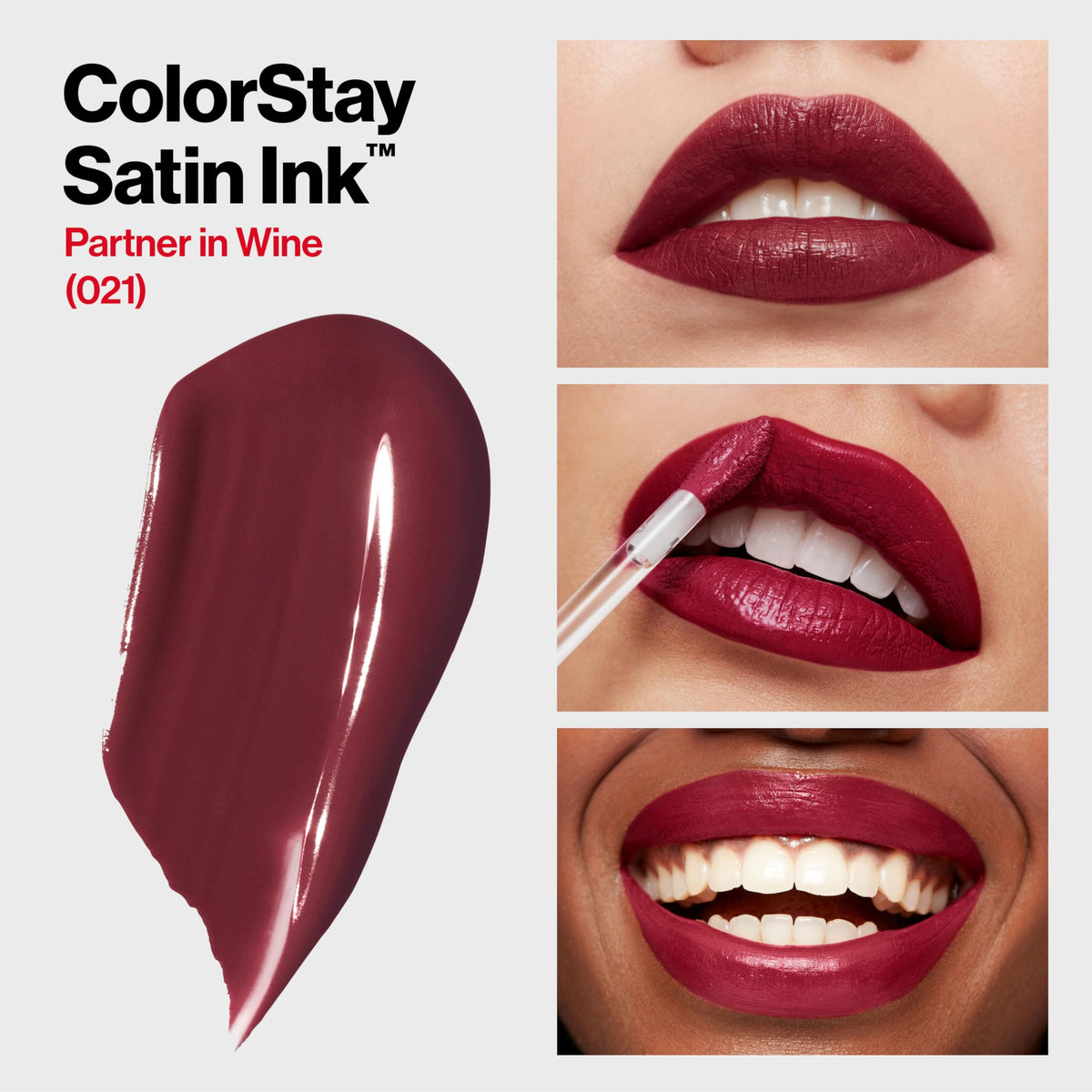 Revlon ColorStay Satin Ink Liquid Lipstick, Longwear Rich Lip Colors, Formulated with Black Currant Seed Oil, 021 Partner in Wine, 0.17 fl oz Beauty & Personal Care REVLON