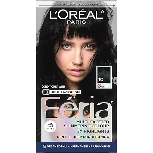 L’Oreal Paris Feria Multi-Faceted Shimmering Permanent Hair Color, High Intensity Hair Dye for 3X Highlights, 10 Jet Black (Blackest Black), 1 Hair Beauty & Personal Care L'Oreal Paris