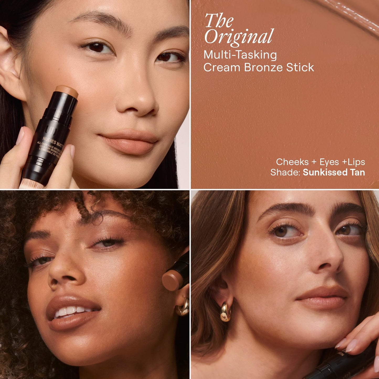 Nudestix Nudies Bronze All Over Matte Bronzing Stick - 3-in-1 Cream Bronzer for Cheeks, Eyes & Lips with Built-In Brush | Natural Contour & Sun-Kissed Beauty & Personal Care Nudestix