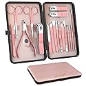 ZIZZON Manicure Set 18 in 1 Professional Pedicure Set Nail scissors Grooming Kit with Leather Travel Case Pink Beauty & Personal Care ZIZZON