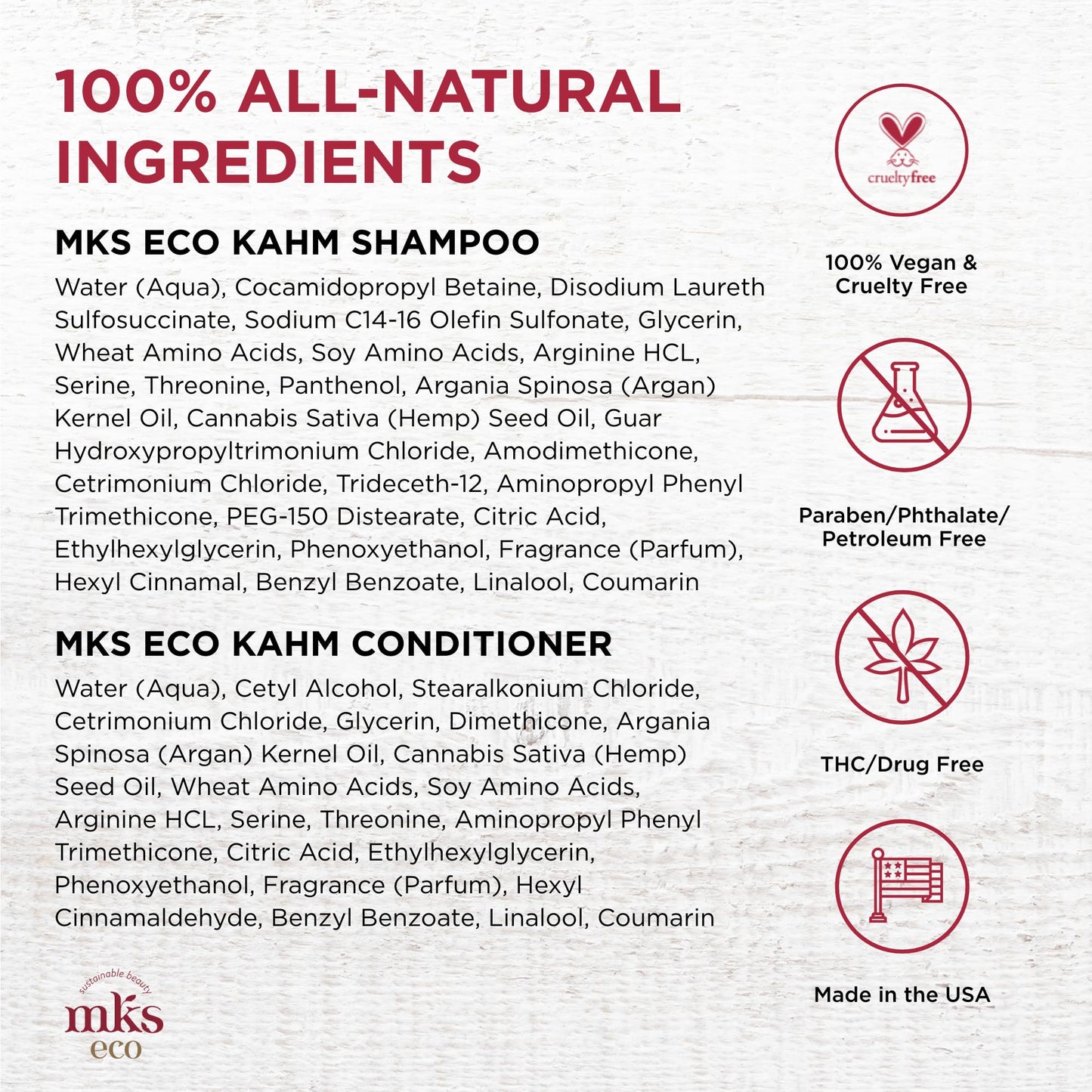 MKS eco Kahm Smoothing Shampoo, Original Scent (10 fl oz) + MKS eco Kahm Smoothing Conditioner, Original Scent (10 fl oz) - Moroccan Argan Oil, Hemp Beauty & Personal Care Earthly Body