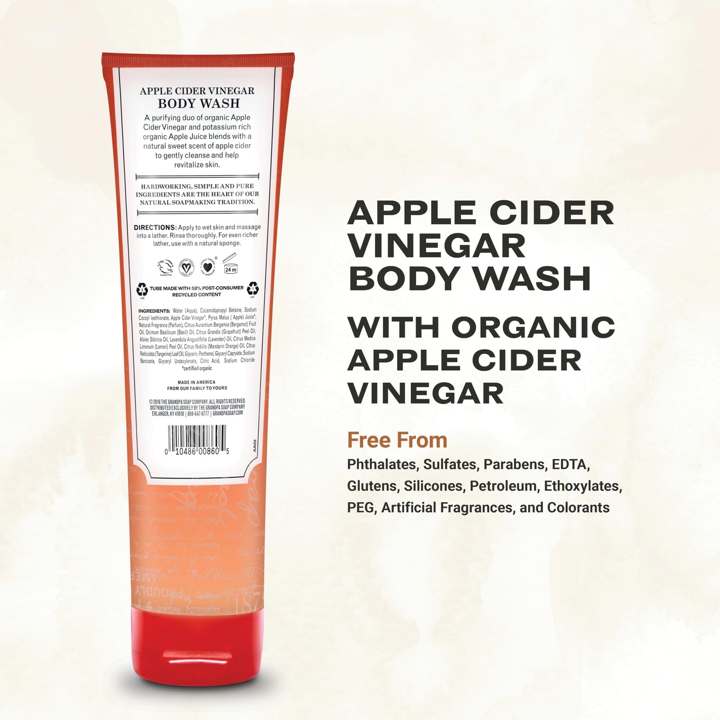 The Grandpa Soap Company Apple Cider Vinegar Body Wash - Purifies and Cleanses to Leave Skin Glowing, With Appl Cider Vinegar and Apple Juice, Helps Beauty & Personal Care The Grandpa Soap Company