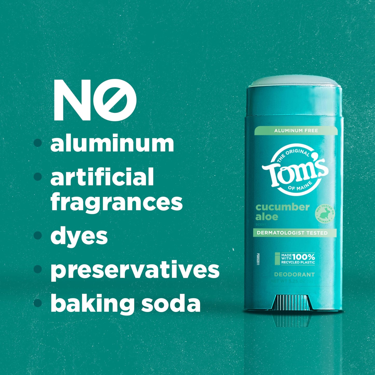 Tom’s of Maine Cucumber Aloe Aluminum Free Natural Deodorant For Women & Men - Goes on Clear - Odor & Wetness Protection - Naturally Derived Beauty and Personal Care Tom's of Maine