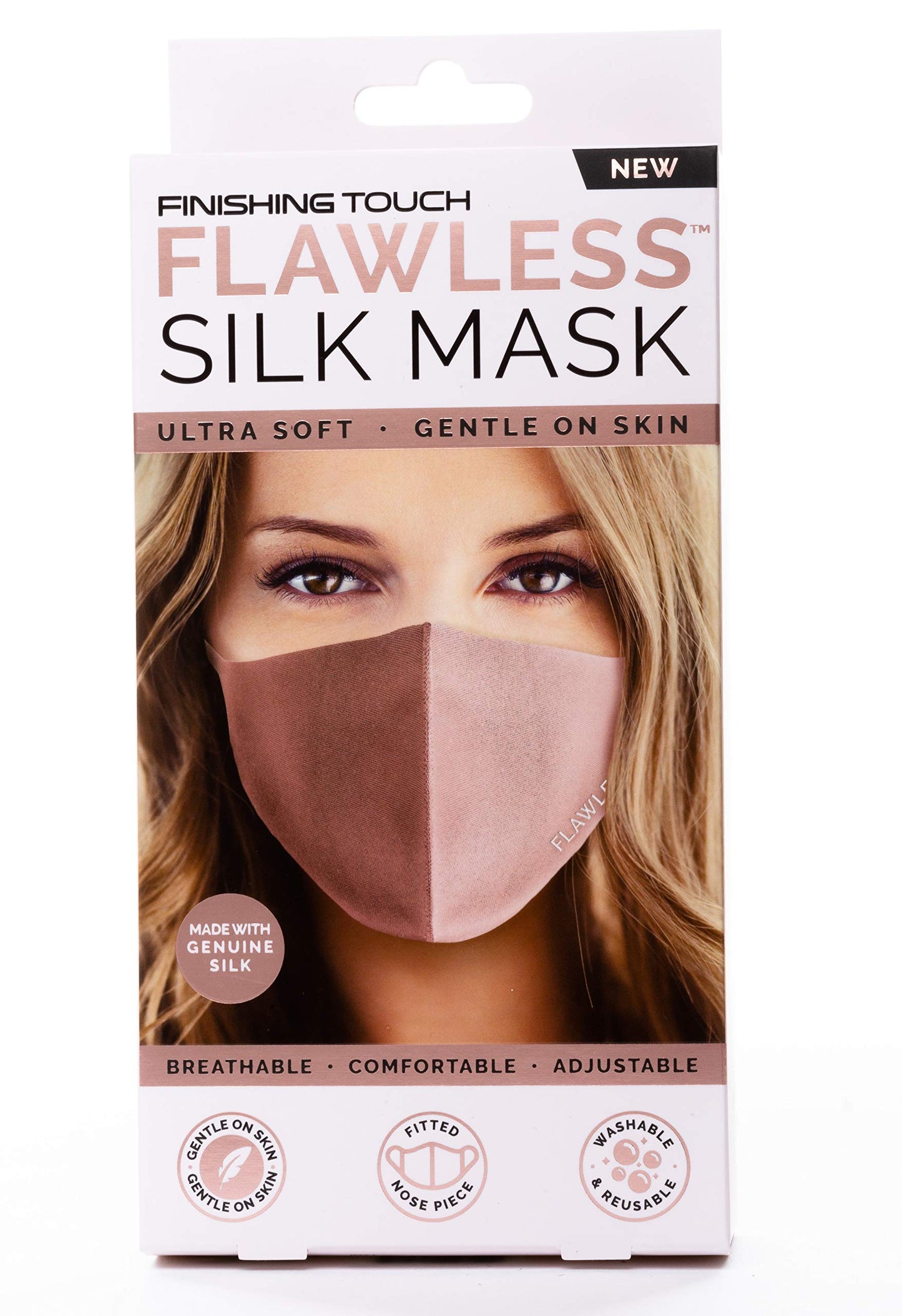 Finishing Touch Flawless Silk Face Mask Washable Soft and Gentle on Skin, Blush, 1 Count Beauty & Personal Care Finishing Touch