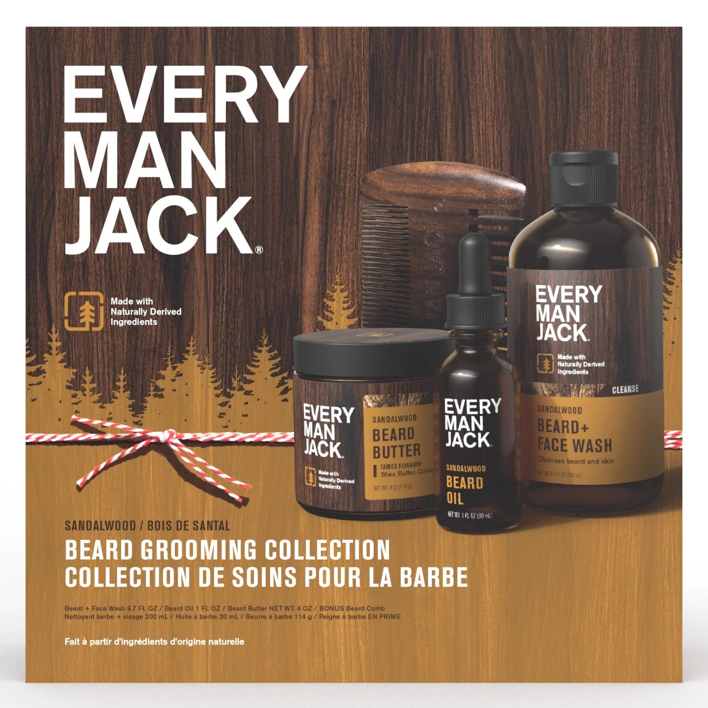 Every Man Jack Mens Sandalwood Beard Kit Holiday Gift Set, Face Wash, Beard Butter, Beard Oil & Comb Beauty and Personal Care Every Man Jack