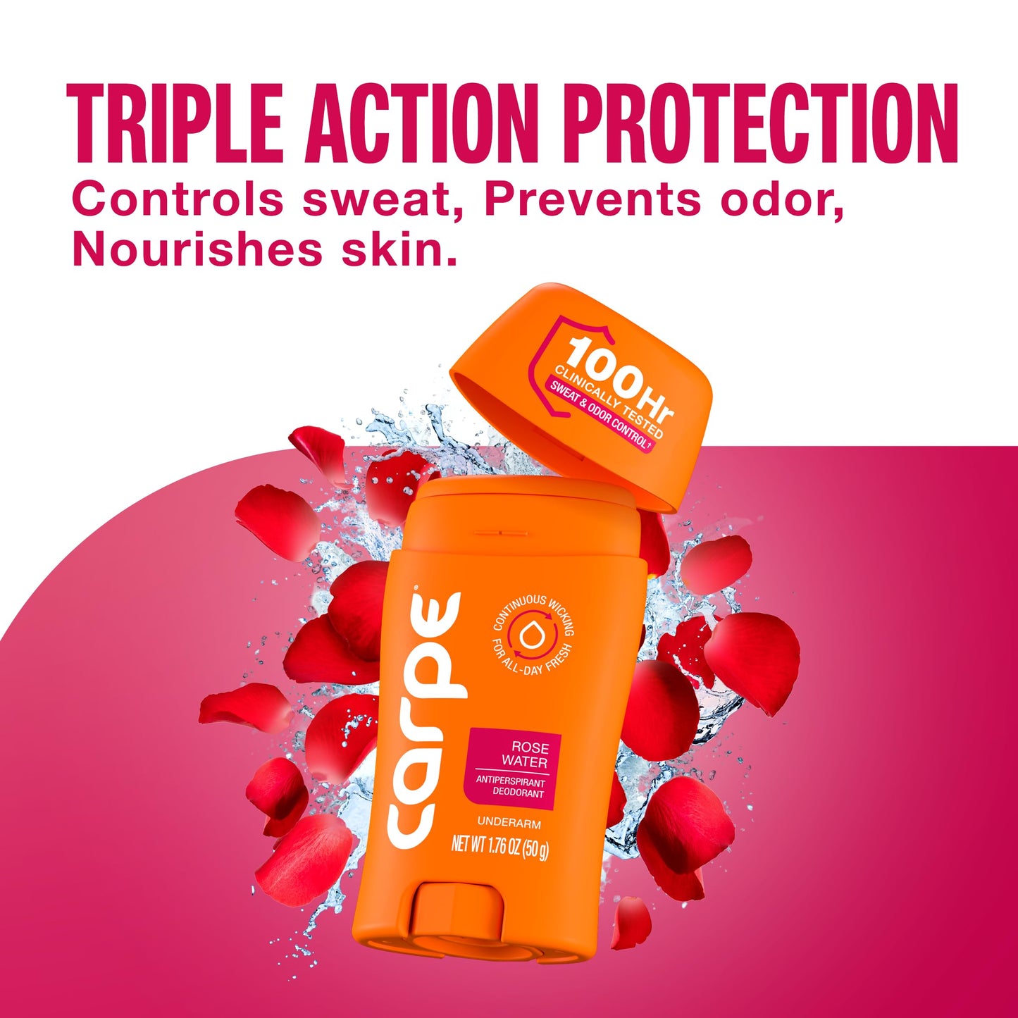Carpe Underarm Antiperspirant for Women - 100 Hour Sweat & Odor Control - Women's Sweat Control Antiperspirant Deodorant - Extra Strength - Rose Water Beauty and Personal Care Carpe