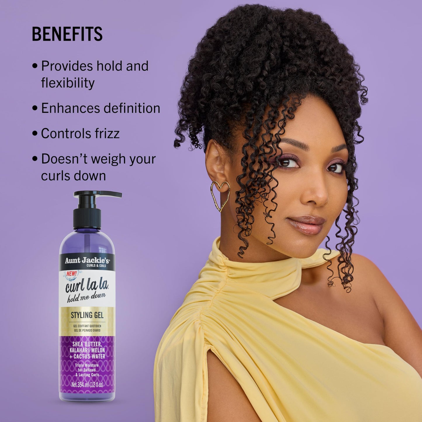 Aunt Jackie's Curls & Coils Curl La La Hold Me Down Styling Gel, 12 fl oz - Triple Moisture for Defined and Lasting Curls Beauty & Personal Care Aunt Jackie's
