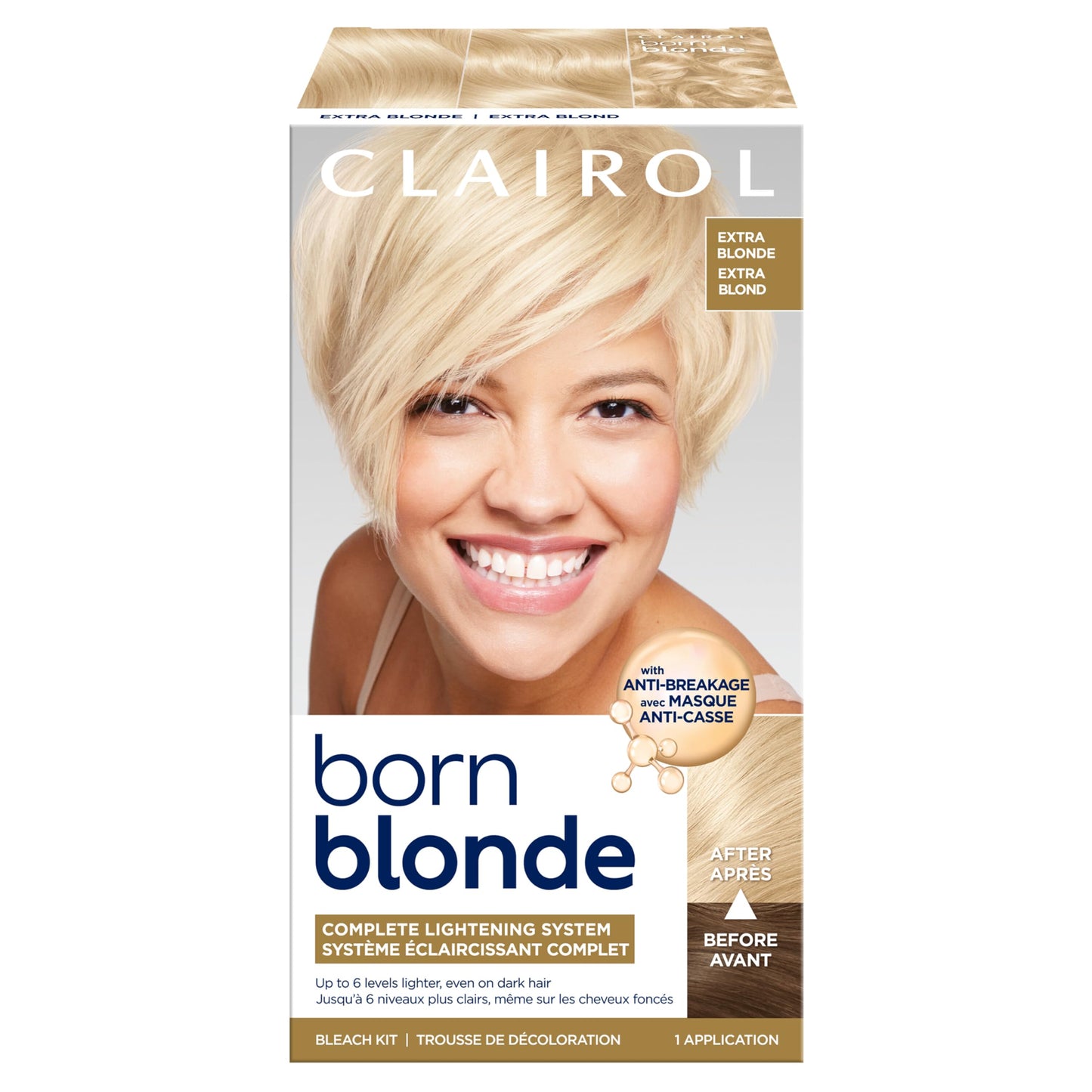 Clairol Born Blonde Extra Blonde Bleach Kit, Complete Lightening System, Up to 6 Levels Lighter Hair Color, Pack of 1 - Packaging May Vary Beauty & Personal Care Clairol