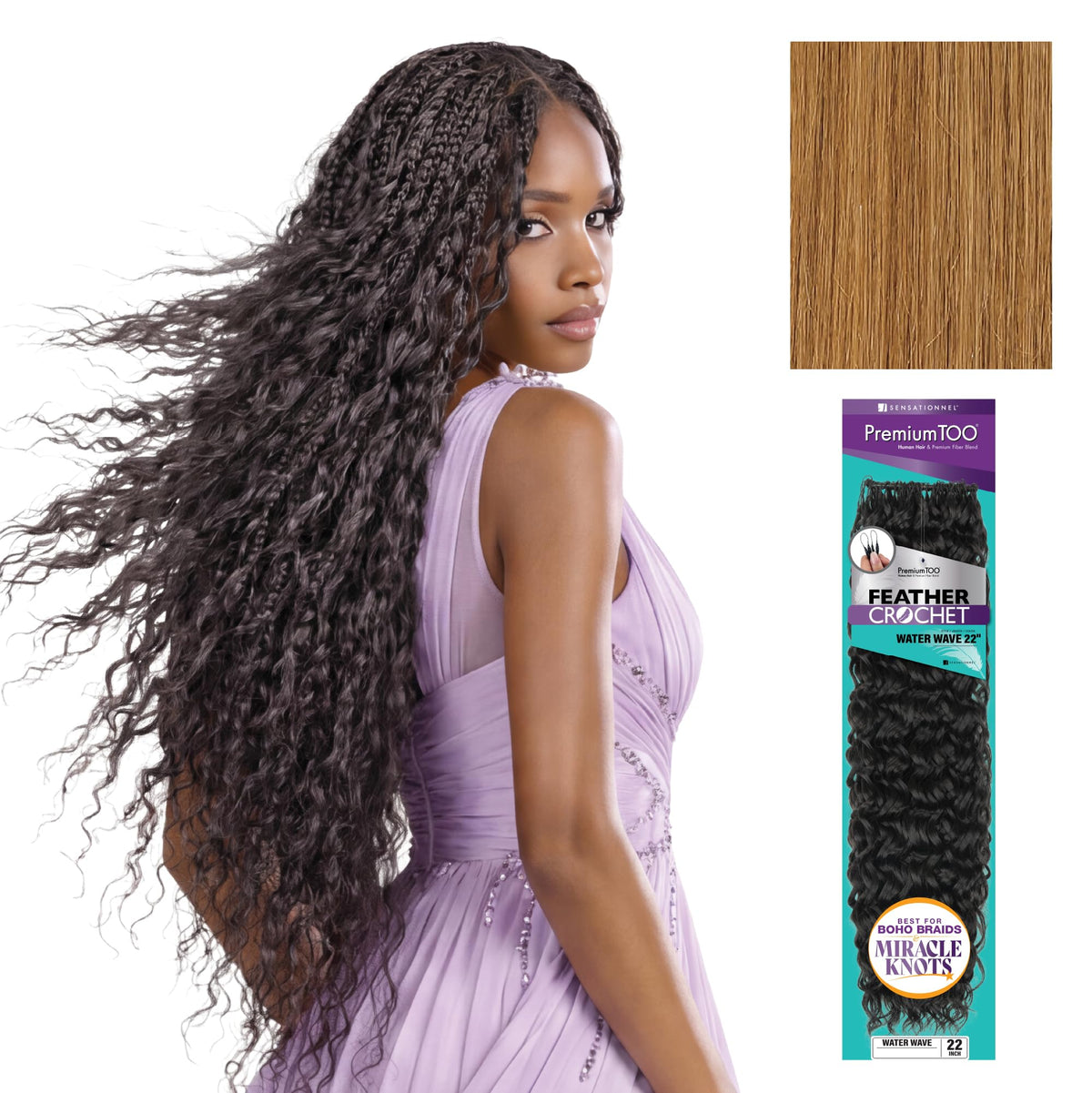 Sensationnel PremiumToo Feather Crochet Braids-Water Wave,22in, 27