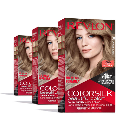 Revlon Colorsilk Beautiful Color Permanent Hair Color, (OLD VERSION) 60 Dark Ash Blonde (Pack of 3) Beauty & Personal Care REVLON