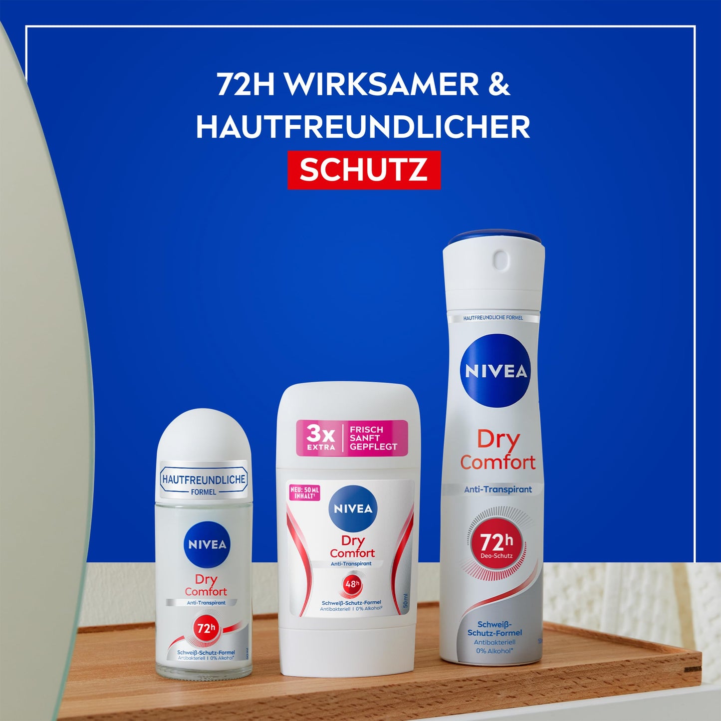 NIVEA Women Dry Comfort Roll-On Antiperspirant Deodorant 50 ml (1.69 fl oz), Alcohol-Free Formula, Gentle Fragrance, Daily Underarm Care, Compact Beauty and Personal Care NIVEA