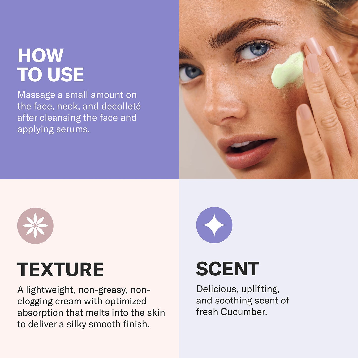 ODACITE Hydrating Face Moisturizer - Green Smoothie Quenching Creme, Face Cream - Moisture Locking Face Cream is Lightweight & Non-Greasy - Cucumber Beauty & Personal Care ODACITE