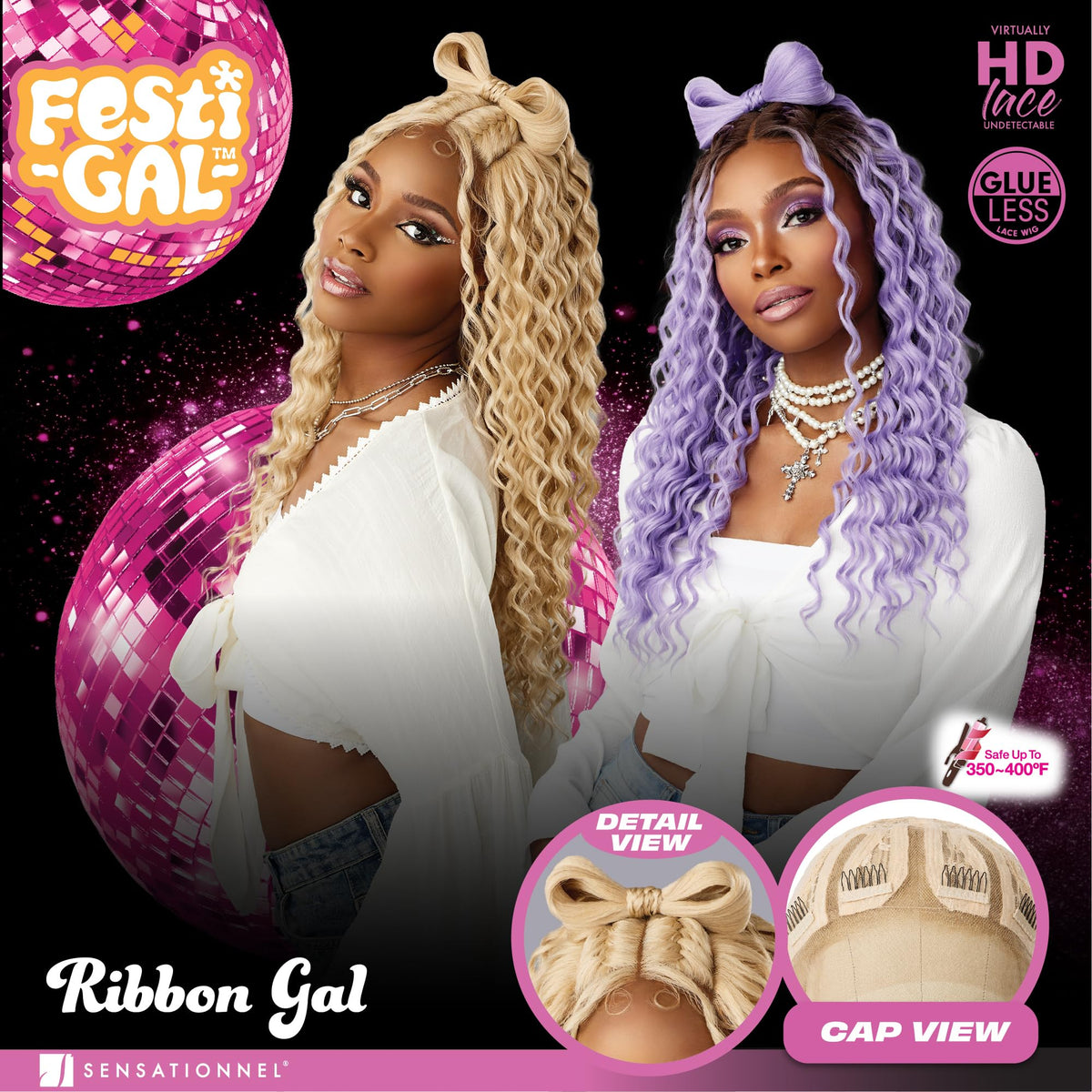 Sensationnel Shearmuse Festigal Lacewig-Ribbon Gal, BLEACHBLONDE