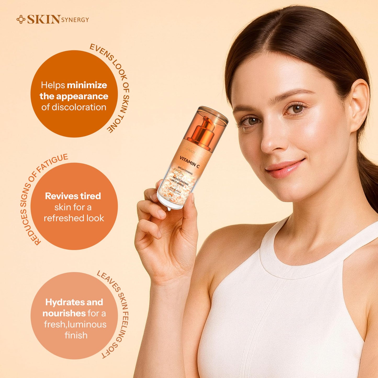 Skin Synergy Vitamin C Face Serum - Revitalizes Dull, Uneven Skin & Supports Youthful Glow - Dermatologist Tested, Anti-Aging, Korean Skin Care Beauty & Personal Care Skin Synergy