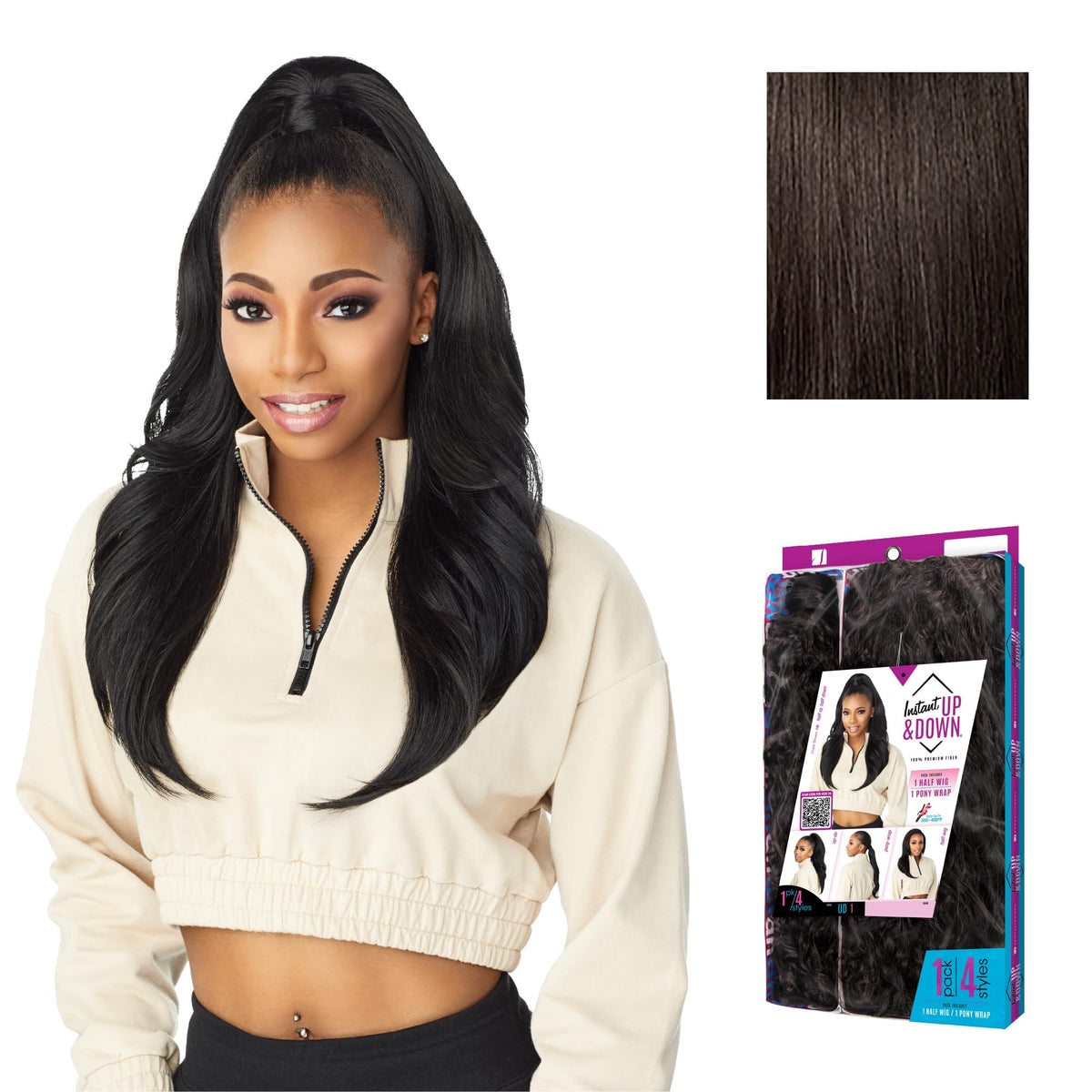 Sensationnel Instant Updown Halfwig Pony-Iud 1, 2 DARKBROWN