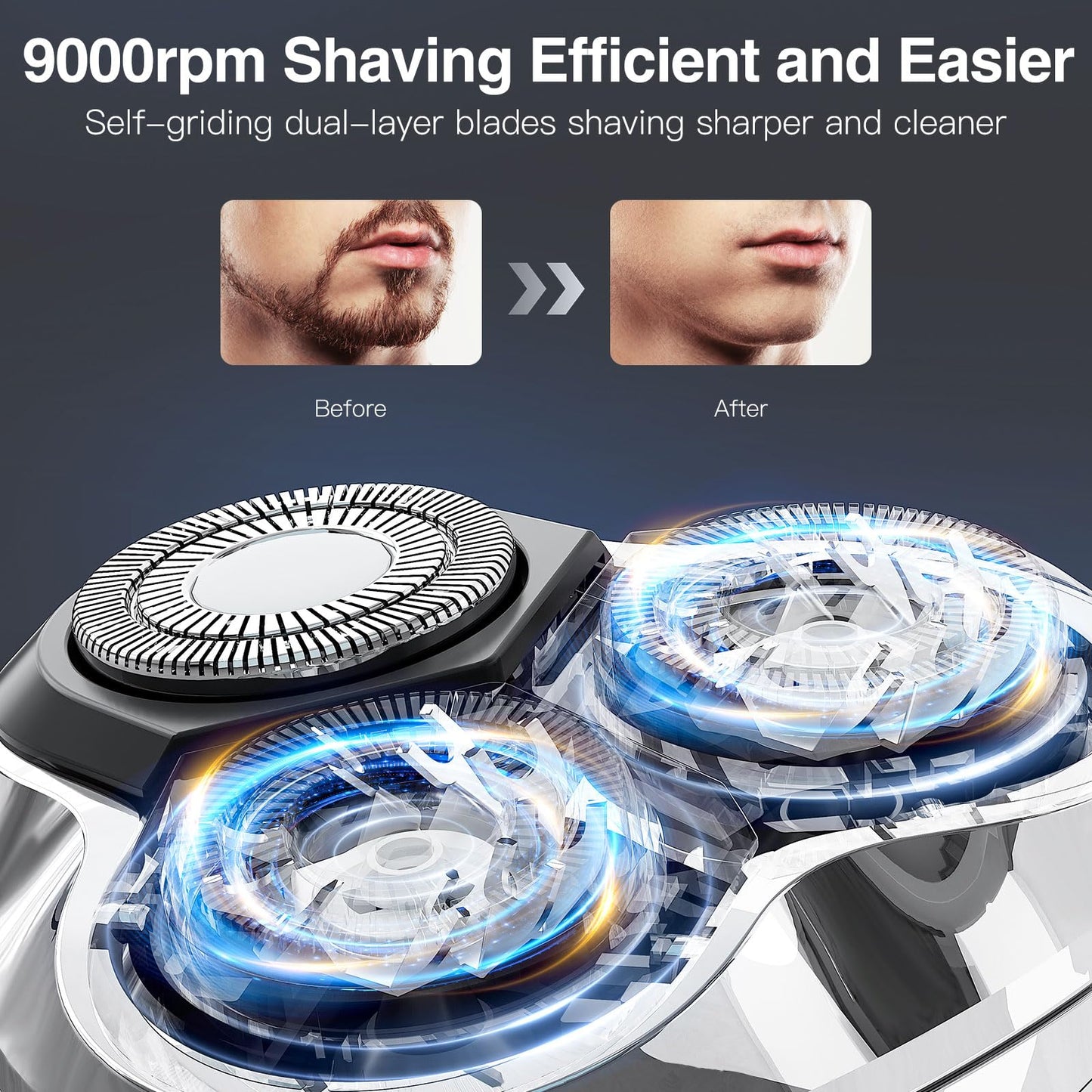 YIRISO Electric Razor for Men, 9000 RPM Smooth Rotary Shaver Beauty and Personal Care YIRISO