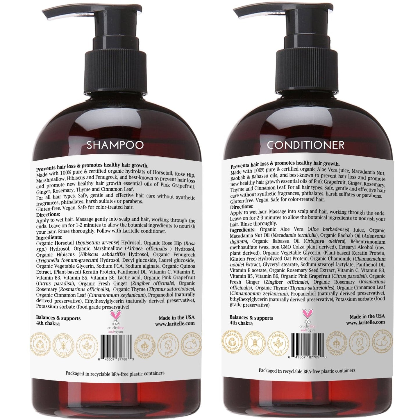 Laritelle Organic Hair Care Set Nature's Love: Shampoo 17.5 oz + Conditioner 16 oz + Bonus Post-shampoo Treatment 2 oz | NO GMO, Sulfates, Gluten Beauty & Personal Care Laritelle