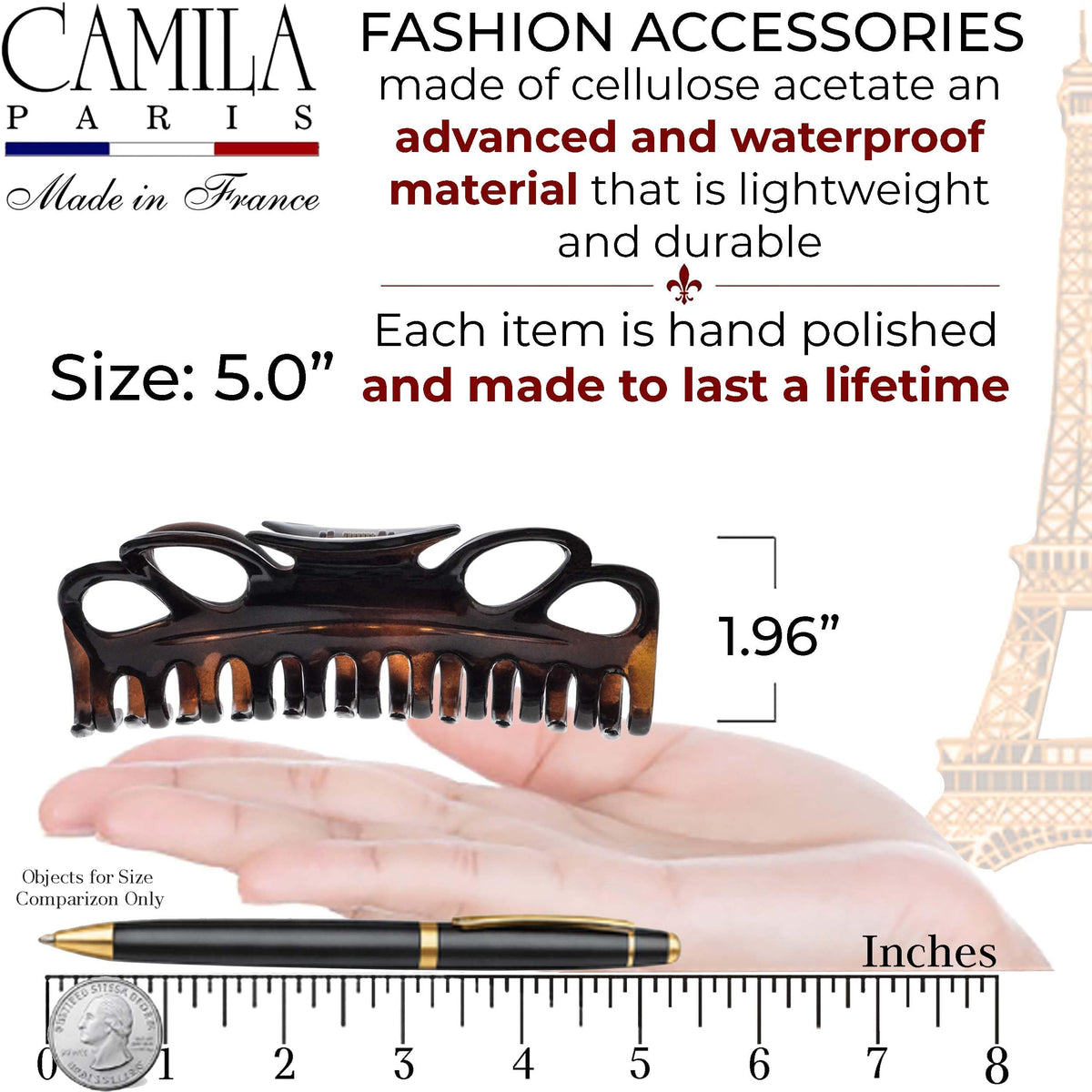 Camila Paris CP3744 French Hair Clips for Women, 5" Extra Large Claw Clip
