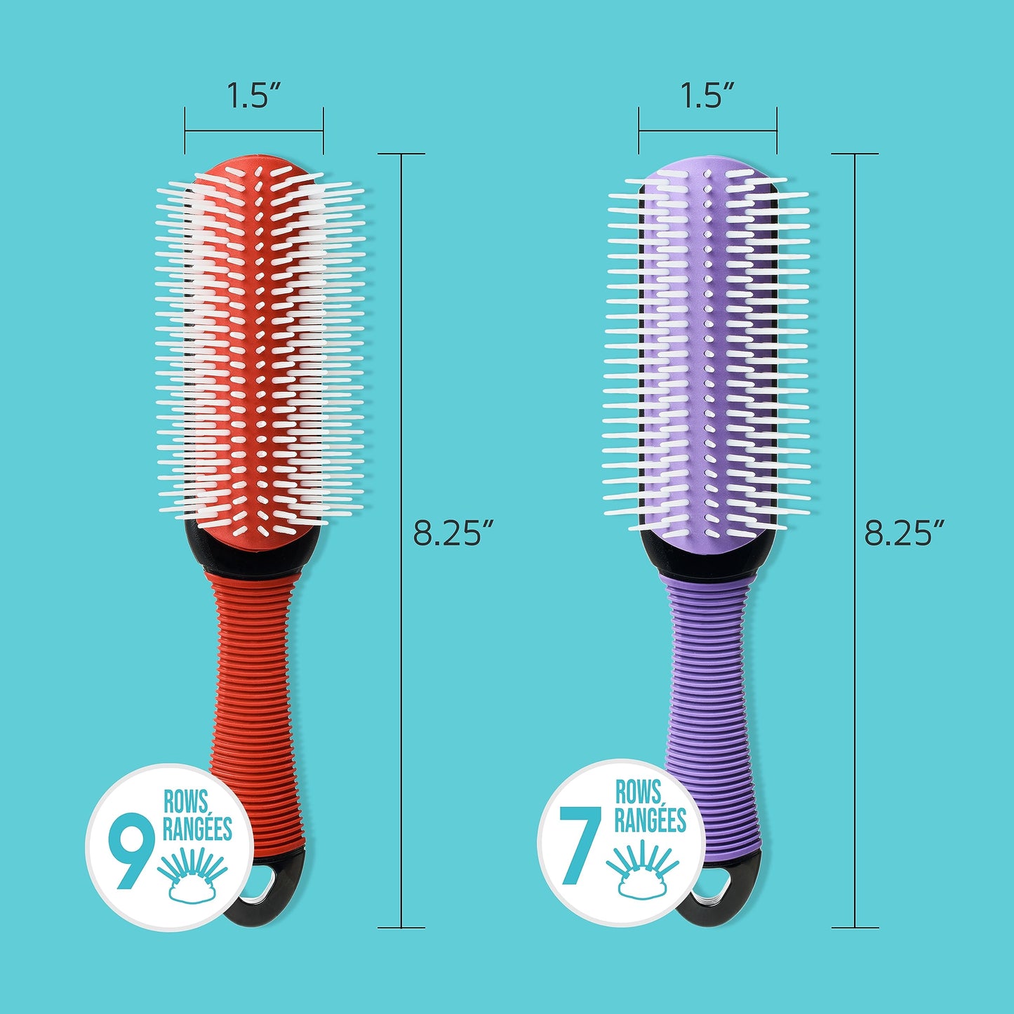KISS Colors&Care 7 Row Non-Slip Detangling Hair Brush,Removable Cushion For Cleaning,Slip-Proof Handle For Sturdy Grip ,Detangles Without Pulling or Beauty & Personal Care KISS COLORS & CARE