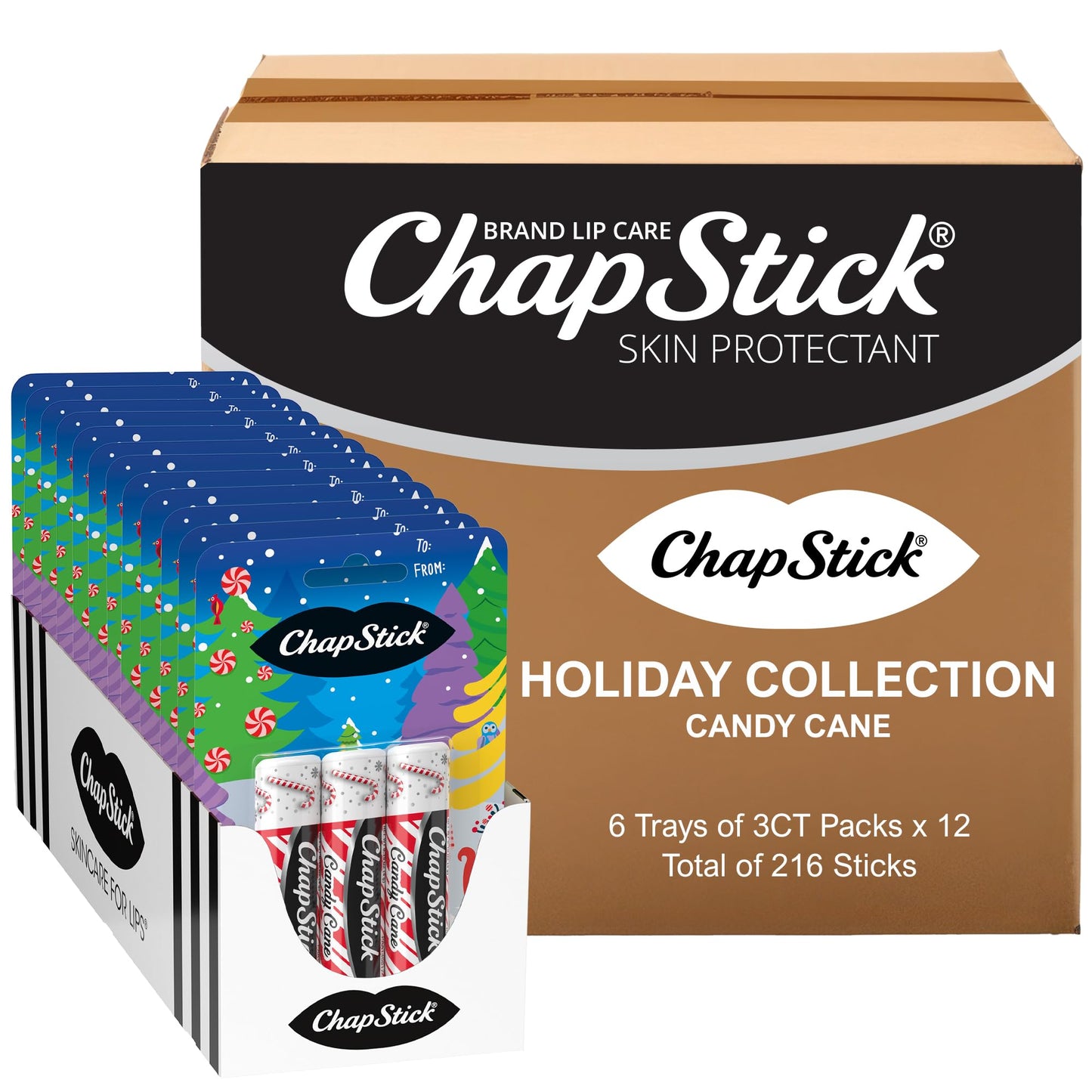 ChapStick Bulk Lip Balm Candy Cane, Lip Care Tubes, 0.45 oz, 216 ct case Beauty and Personal Care ChapStick