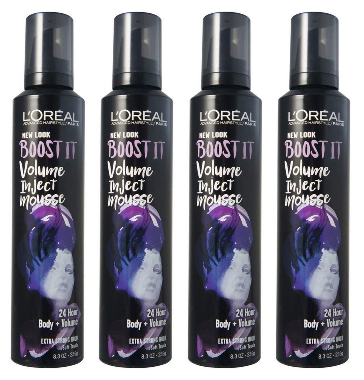 L'Oreal Advanced Hairstyle/Paris - Boost It Volume Inject Mousse - Extra Strong Hold - Net Wt. 8.3 OZ (235 g) Per Can - Pack of 4 Cans Beauty & Personal Care L'Oreal Paris