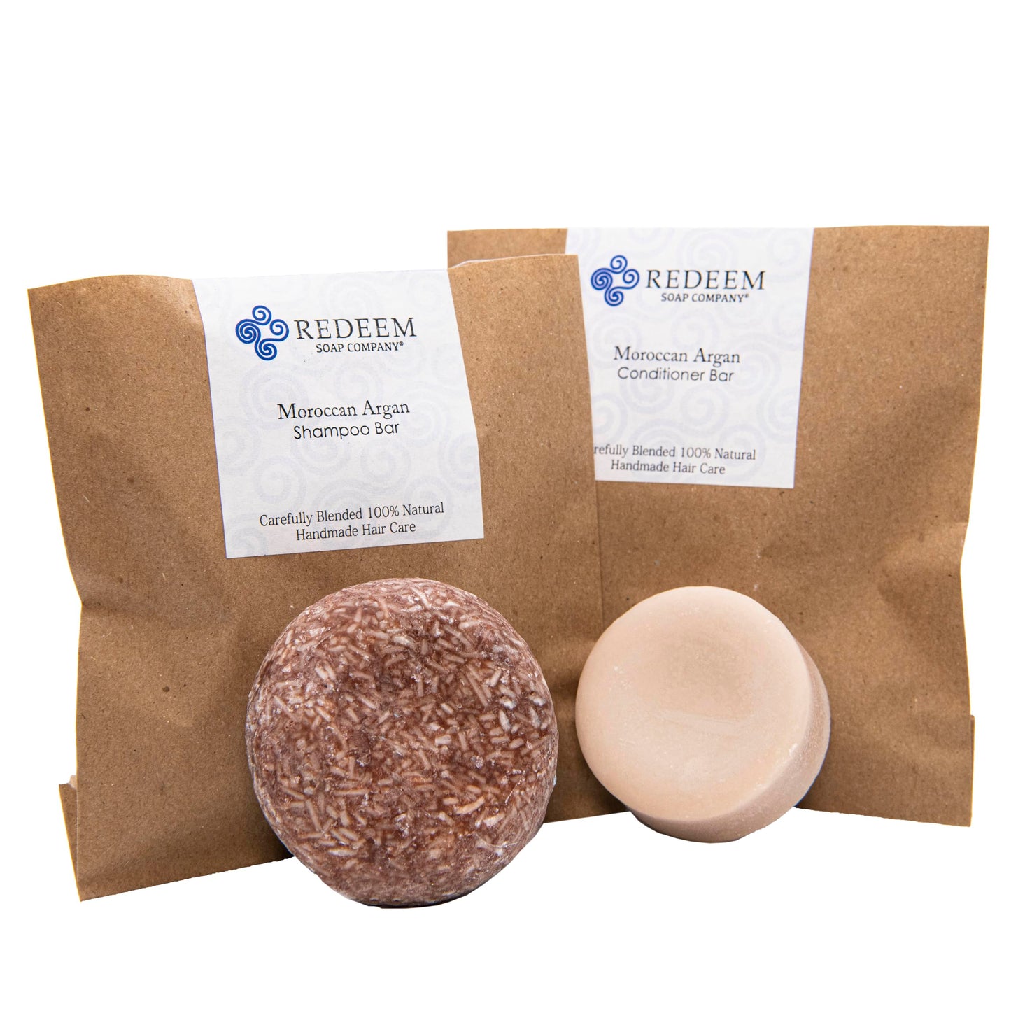 Redeem Soap Company Moroccan Argan Shampoo Bar and Conditioner Bar Set - Made in USA - 3oz Shampoo + 1oz Conditioner - Zero Waste, Plastic-Free Beauty & Personal Care Redeem Soap Company