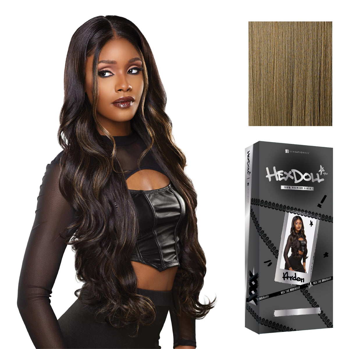 Sensationnel Hexdoll 13x4 LaceWig-Arden, LIGHTASHBROWN