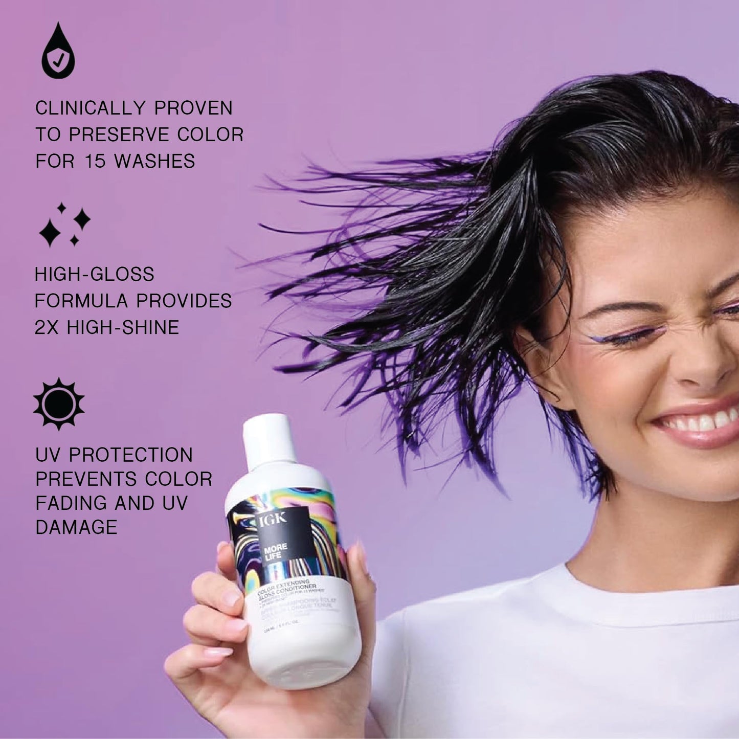 IGK MORE LIFE Color Extending Gloss Shampoo & Conditioner Set | Preserves Color + Enhances Shine | UV Protection | Vegan + Cruelty-Free | 33.8 oz Beauty & Personal Care IGK
