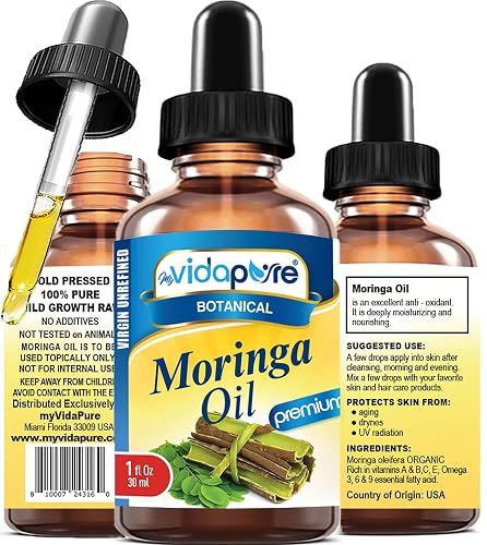 MYVIDAPURE MORINGA OIL Moringa oleifera 100% Pure REFINED UNDILUTED Cold Pressed for Skin, Face, Hair, Lip and Nail Care (1 Fl Oz) Beauty & Personal Care MYVIDAPURE