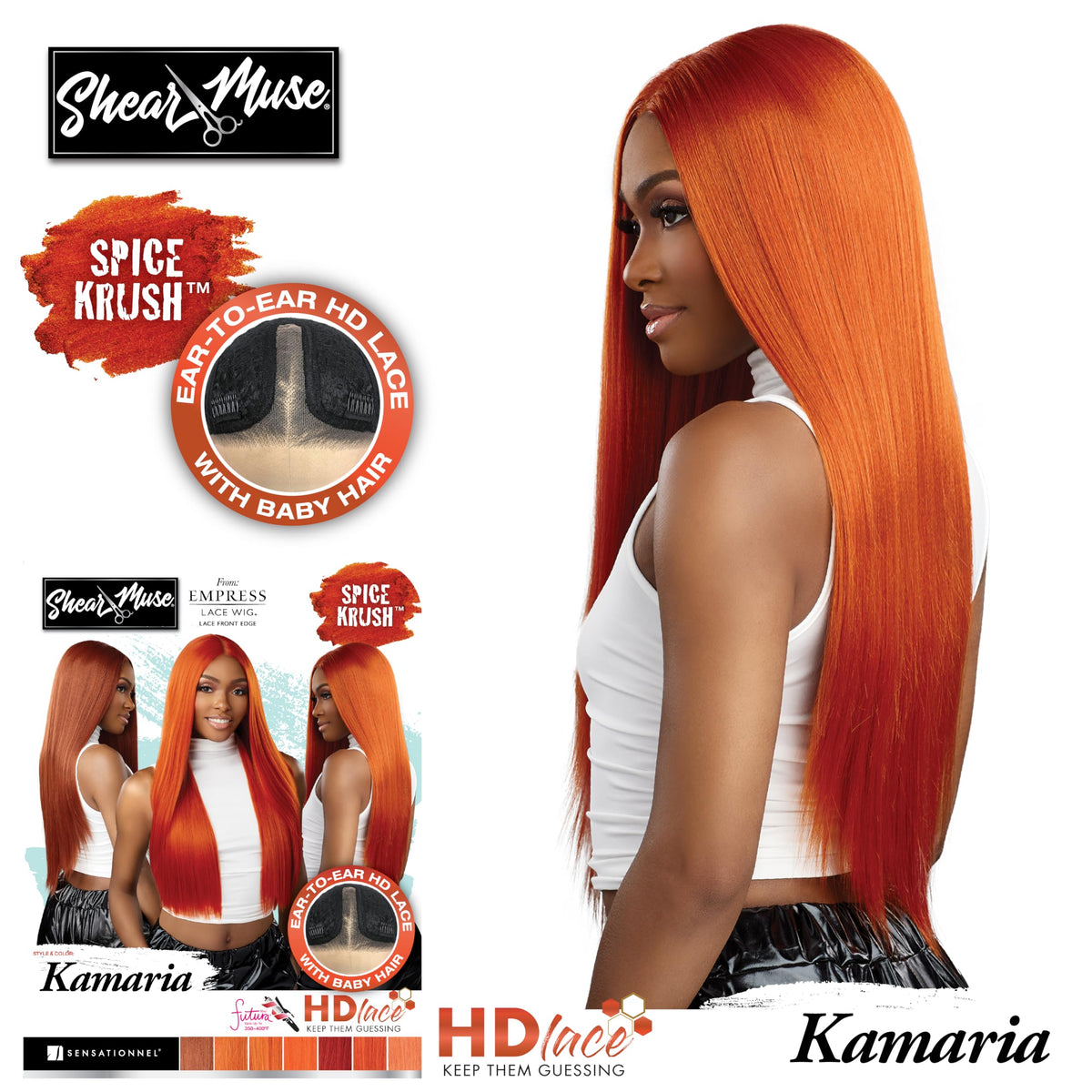 Sensationnel Shear Muse LaceWig-Kamaria, INTENSECOPPER