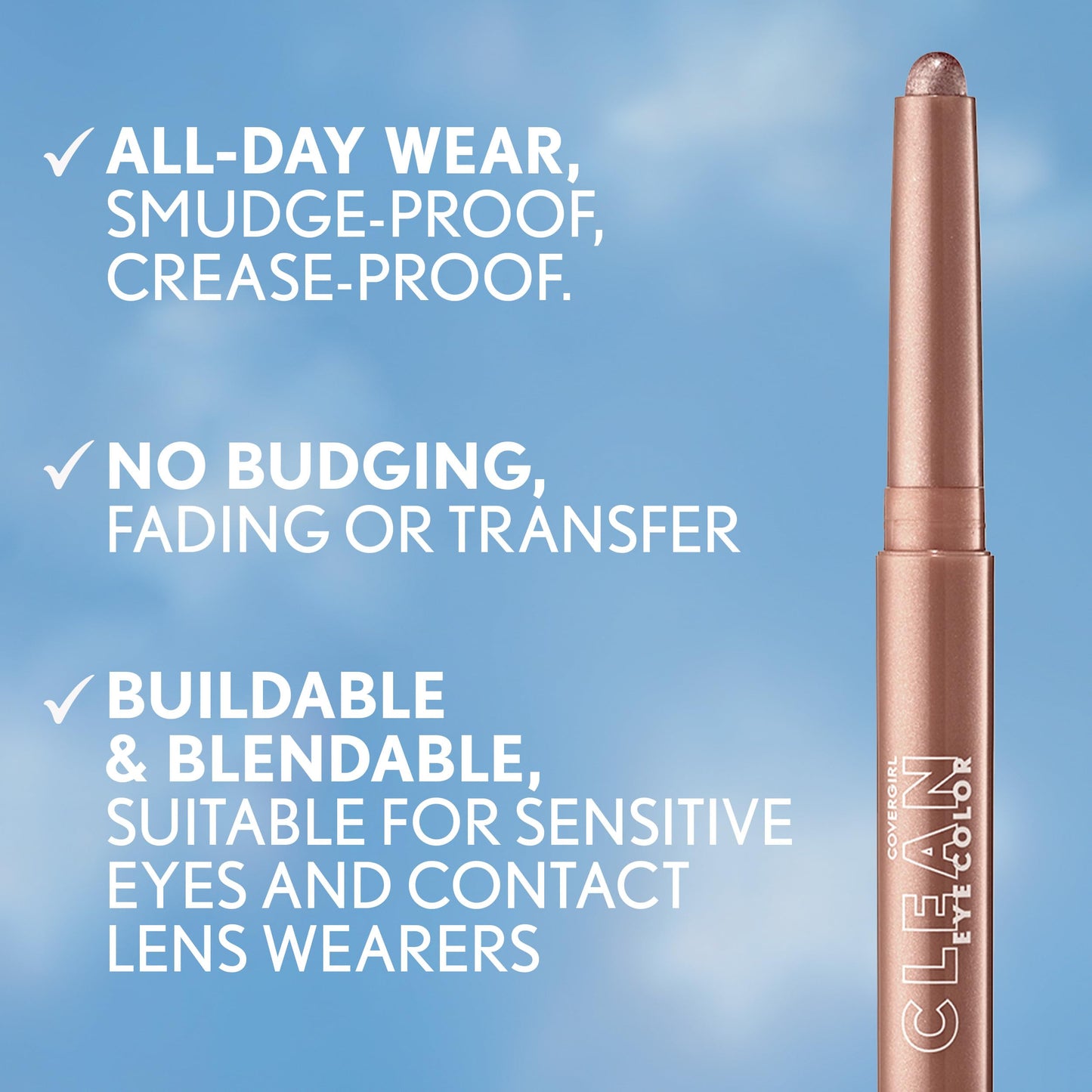 CoverGirl Clean Eye Color, Sunrise Beam, Eyeshadow Sticks, Ultra Creamy Formula, Lightweight, Buildable Formula, Lasts All Day, Smudge-Proof, 0.05oz Beauty and Personal Care COVERGIRL