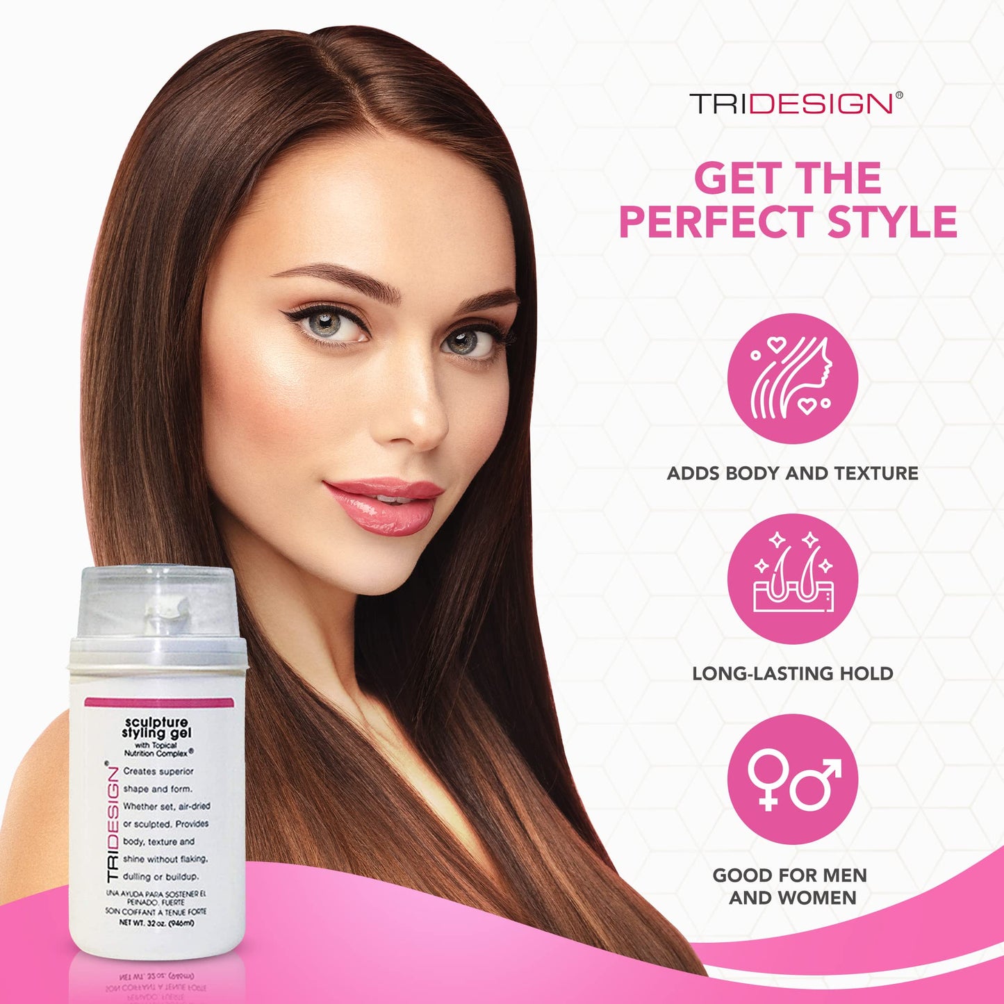 TRIDESIGN Hair Styling Gel, 32 oz - Medium Hold with Shine for Men and Women Beauty & Personal Care TRIDESIGN