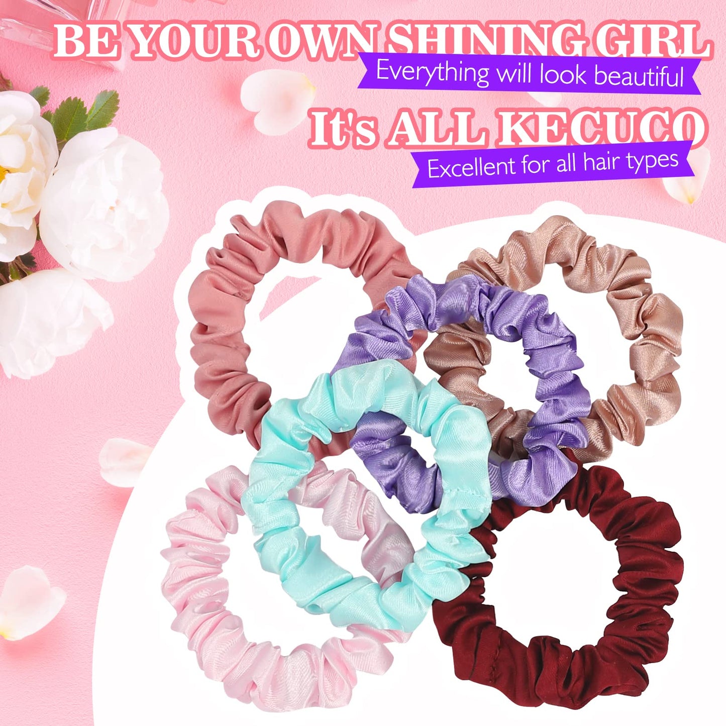 KECUCO 30Pcs Small Silk Satin Hair Scrunchies, Hair Ties for Women Girls Hair Accessories Gift (Multicolor A) Beauty and Personal Care KECUCO