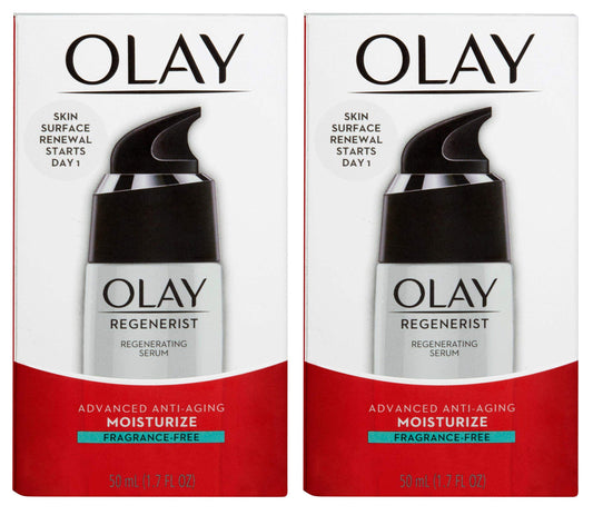 (PACK of 2) 0lay Regenerist Regenerating Serum FRAGRANCE-FREE, 1.7 Fl Oz (50 ml) EACH - Advanced Anti-Aging Moisturizer Beauty & Personal Care Olay