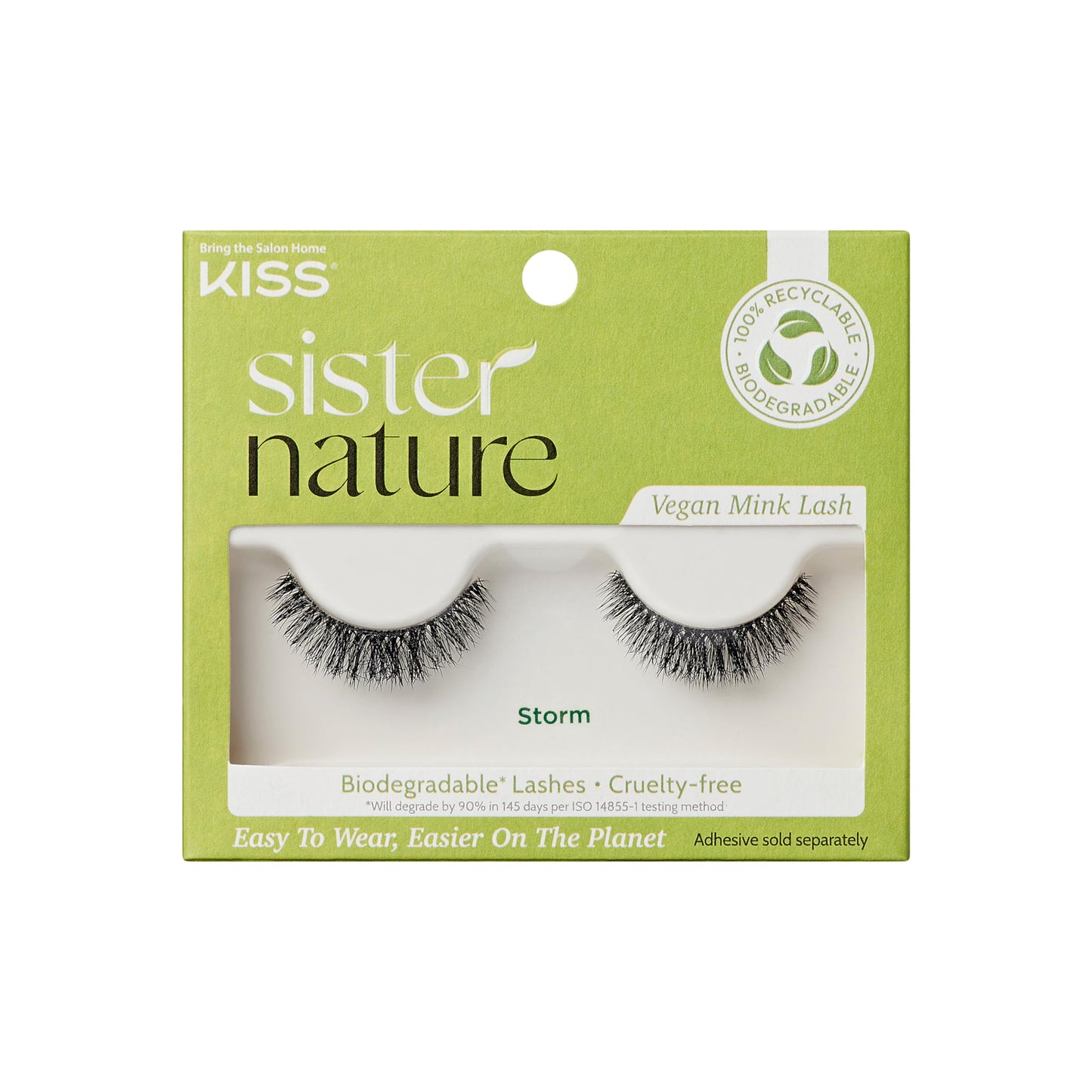 KISS Sister Nature Vegan, False Eyelashes, 'Storm', 12 mm, Includes 1 Pair Of Lash, Contact Lens Friendly, Easy to Apply, Reusable Strip Lashes Beauty & Personal Care KISS