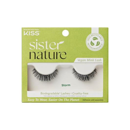 KISS Sister Nature Vegan, False Eyelashes, 'Storm', 12 mm, Includes 1 Pair Of Lash, Contact Lens Friendly, Easy to Apply, Reusable Strip Lashes Beauty & Personal Care KISS