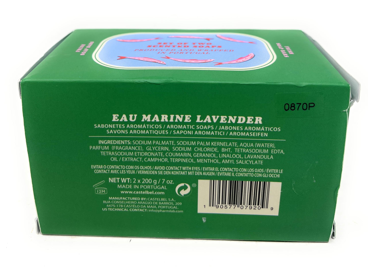 Castelbel Set of Eau Marine Lavender Fragranced Luxury Soap, (2) 7-Ounce Bars Beauty & Personal Care Castelbel
