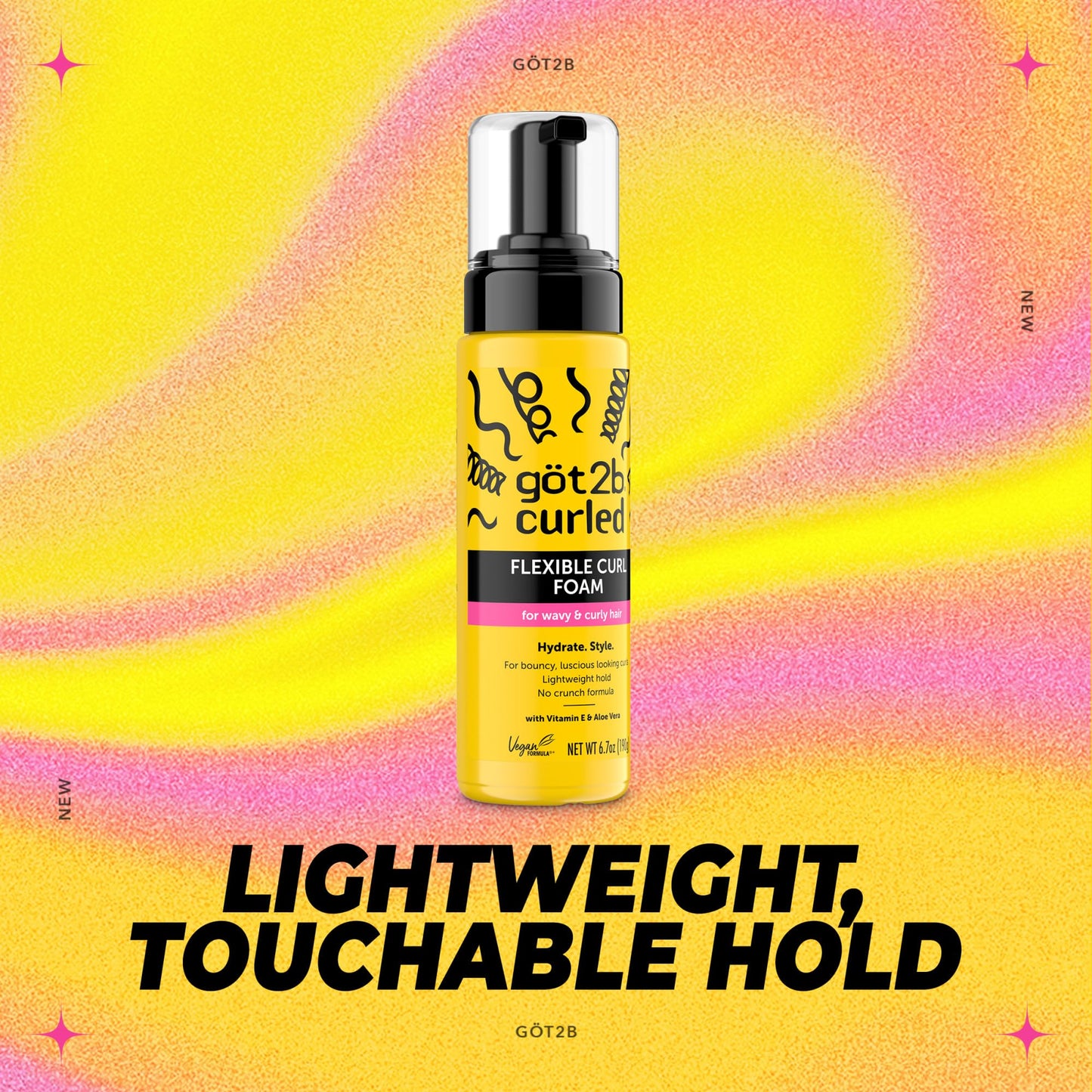 Got2B Curled Flexible Curl Foam, 6.7 Fl Oz, Hair Mousse for Frizz Control and Heat Protection, Lightweight Hold, No-Crunch Definition for Wavy & Curly Beauty & Personal Care Got2B