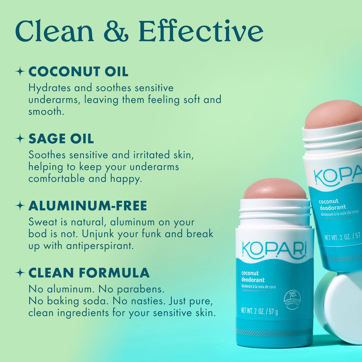 Kopari Aluminum Free Coconut Deodorant, Plant-Based Formula, No Aluminum, Parabens or Baking Soda, Everyday Odor Protection, Original & Driftwood Beauty and Personal Care Kopari
