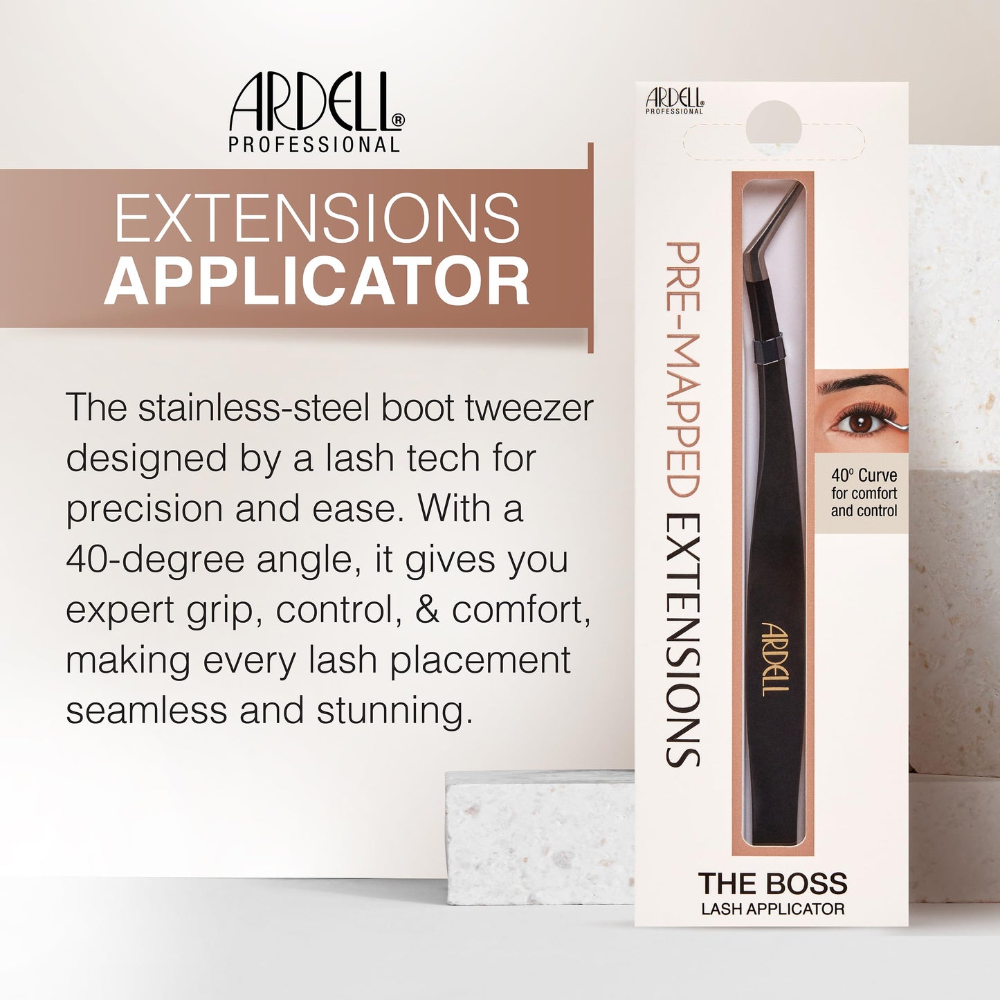 Ardell Pre-Mapped Eyelash Applicator Tool 40° Curved Lash Tweezers Beauty and Personal Care Ardell