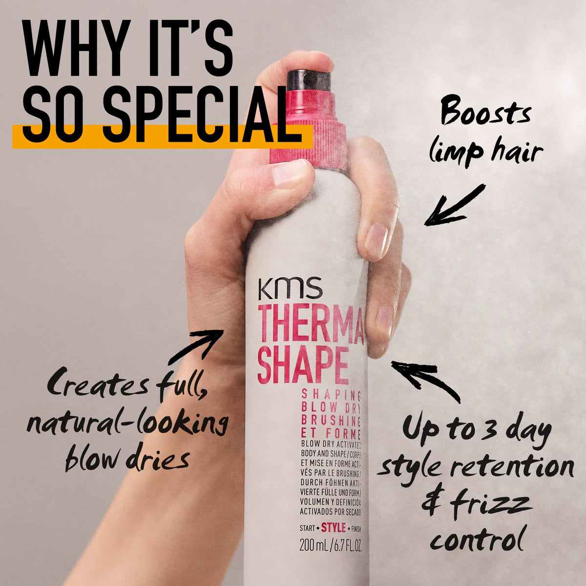 KMS THERMASHAPE Shaping Blow Dry Spray for 50% Faster Dry Time, 6.7 oz Beauty & Personal Care KMS