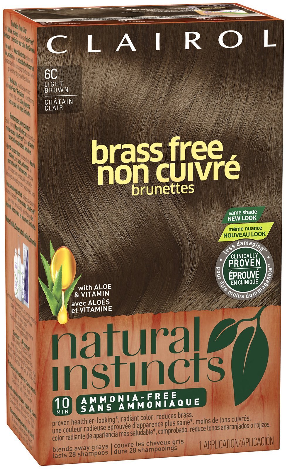 Clairol Natural Instincts, 6C, Brass Free Light Brown Beauty & Personal Care Procter & Gamble
